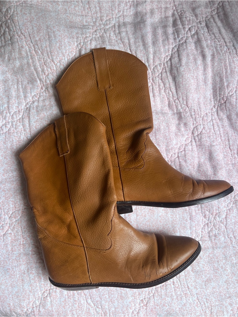 9 West Classic Tan Leather Western Boots - Women